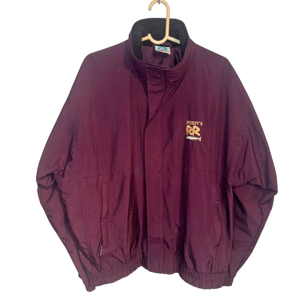 Fahrenheit Purdy’s RR Jacket Mens Large Red Windbreaker Fishing Outdoor Nylon